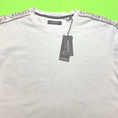 New KENNETH COLE Men’s Short Sleeve T-shirt Size XXL White w/Beige