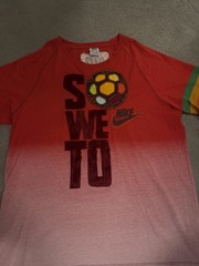 Vintage Nike Sportswear Diski Mens XL Red Ombre Graphic Soccer Raglan Crew Tee