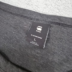 G Star Raw Logo T Shirt Charcoal Grey Marl Graphic Crew Neck Casual Large L