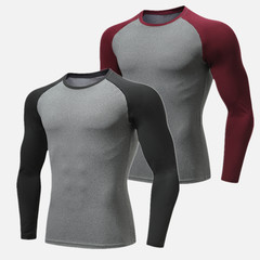 2 Packs Athletic Long Sleeve Compression Shirts Dry Fit Sports Gym Shirt for Men