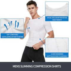 Men Compression Slimming Body Shaper Gynecomastia T-shirt Posture Corrector Vest
