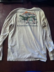 Vineyard Vines Men’s M White Long Sleeve Pocket Graphic Whale Logo T-Shirt