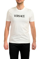 Versace Men’s White Short Sleeve Logo Embroidery T-Shirt US 2XL IT 56