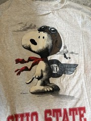 Vintage Snoopy Ace Pilot Ohio State Buckeyes Cartoon Peanuts T Shirt XL (Desc.)
