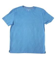 Lucky Brand Crewneck Ribbed Collar Side Slip Hem Short Sleeve Jersey Tee Blue S