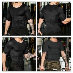 SecondSkin Men’s Compression T-Shirts Body Shaper Slimming Cooling Fitness Tops