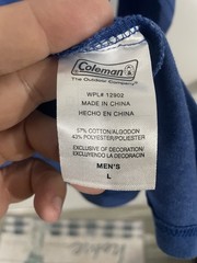Coleman Outdoors TShirt Size L Blue Long Sleeve Cotton Poly Blend Preowned Good
