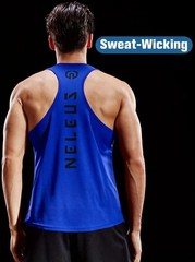 NELEUS ‘Dry Fit Logo Muscle’ Mesh Tank Top Men’s M Gym Workout Exercise Blue NEW