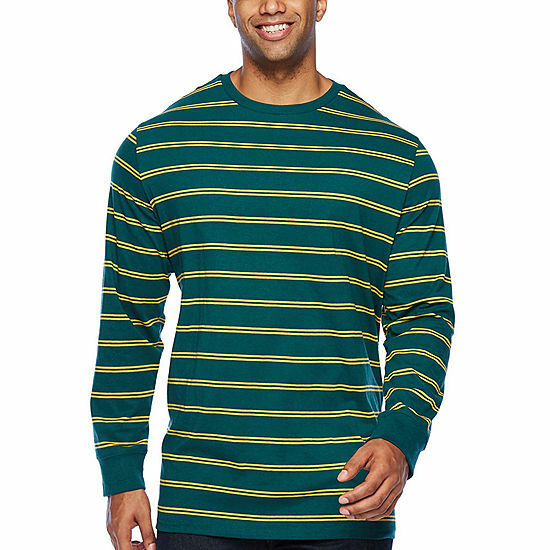 Foundry Men’s Big & Tall Long Sleeve Pullover Shirt 4XL Green Yellow Stripe NEW