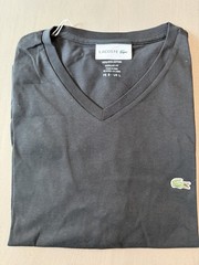 Lacoste TH6710-51 Pima Cotton V-Neck Men’s T-Shirt – Black Size L/ FR 5