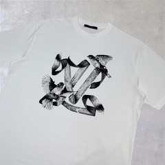 Louis Vuitton LV Birds Graphic Print Logo Cotton Crewneck T-Shirt White Size L