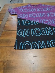 AHD Icon Shirt Mens Colorblock Purple Black Neon Slanted Asymmetrical Print Tee