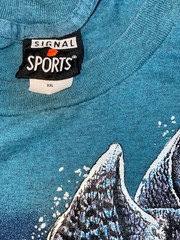 TERESA HOUK FLYING OWL T SHIRT SIZE XXL TEAL BLUE LONG SLEEVE WINTER SNOW SCENE