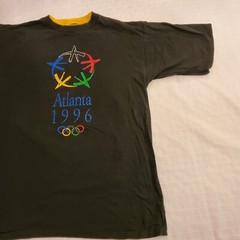 Vintage 90s XL Atlanta 1996 Olympics Games Art Logo T Shirt Sports Ringer Salem