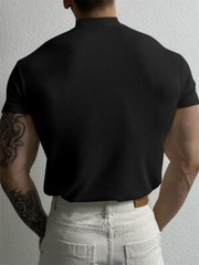 Camiseta De Manga Corta Con Cuello De Pico Para Hombre Moda Ajustada Casual Lujo