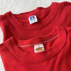 Vintage Russell 60’s 70’s T-shirts M/L Red Blank Single Stitch Bundle Lot 2 Tees