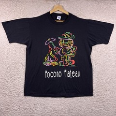 Vintage Garfield Pocono Plateau T-Shirt Adult XL Black 80’s 90’s USA Camping