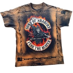 Sons of Anarchy T Shirt Mens XL Black Bleach Wash Fear The Reaper Graphic Tee