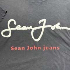 VTG Y2K Sean John Authentic Signature T Shirt Faded Black USA Cotton 2XL Diddy