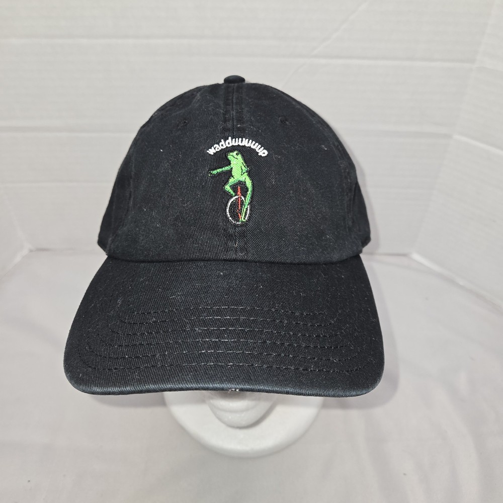 Here Come Dat Boi Meme Frog Unisex Hat Cap Waduuuup Adj Strap Black Euc