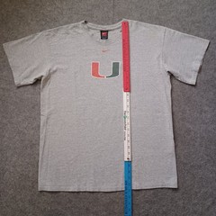 Vtg Nike University Of Miami T Shirt Mens L Gray Graphic Football Short Sleeve
