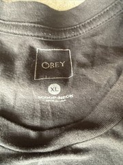 Obey Shirt Mens XL Black Scoop Neck Short Sleeve Graphic Logo