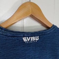 Evisu T-Shirt Mens 100 Indigo Blue Urbane Genuine Slub Knit Graphic Tee Japan