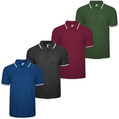 4 & 6 Pack Mens Polo Shirt Short Sleeve Tipping Plain Pique Top TShirt Tee