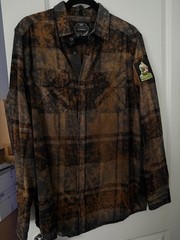 NEW Sleestak Plaid Shirt Land of the Lost Button Up Black & Brown Size Large