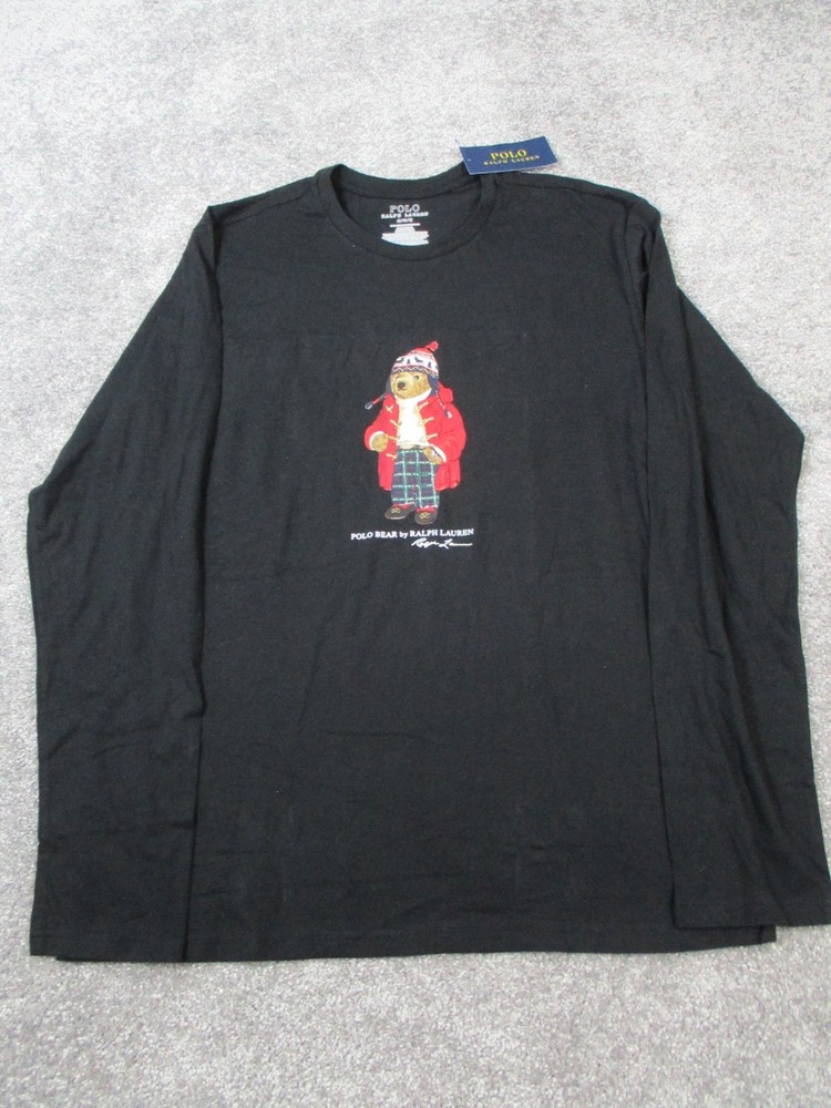 Polo Ralph Lauren Shirt Mens Medium Black Cotton Pullover New *