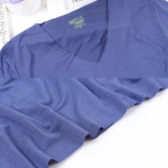 Men Bamboo Fiber T-Shirt Summer Classic V-neck Short Sleeve Casual Seamless Tops