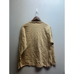 Vintage Long Sleeve Brown Shirt 1/4 Button Up Anvil Cotton Deluxe Tee Large 90s