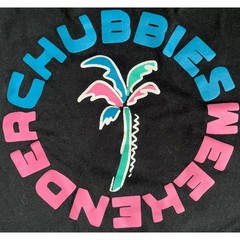 Chubbies Weekender Graphic T-Shirt Mens Large Black Neon Palm Tree Short Sleeve