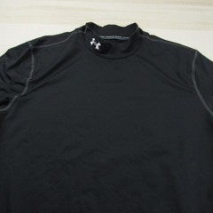 Under Armour Shirt Mens Large Black Fitted Mock Cold Gear Fleece Long Sleeve