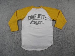 The Flat Head Shirt Mens 36 White Yellow Raglan Glory Park Baseball Cotton