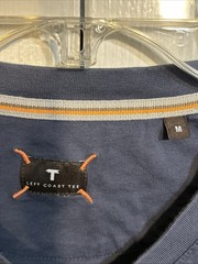 Left Coast Tee Crew Neck Peruvian 100% Pins Cotton T Shirt Blue Short Sleeve