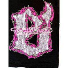 Evil Vice Mens Med Graphic T-Shirt Black AOP Pink Neon Green Y2K Streetwear NWT