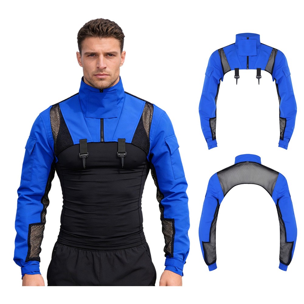 US Mens Long Sleeve Mock Neck Jackets Arm Cover Sleeves Shrugs Shoulder Armor