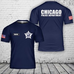 Custom Name Chicago Police All Over Printed Shirt 3D T- shirt Full Size S-5XL
