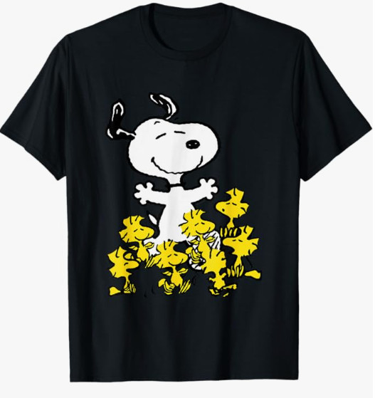 Vintage Snoopy Woodstock Party T-Shirt Black Classic Fit Peanuts Tee