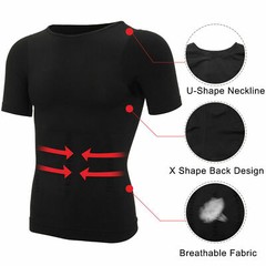 SecondSkin Men’s Compression T-Shirts Body Shaper Slimming Cooling Fitness Tops
