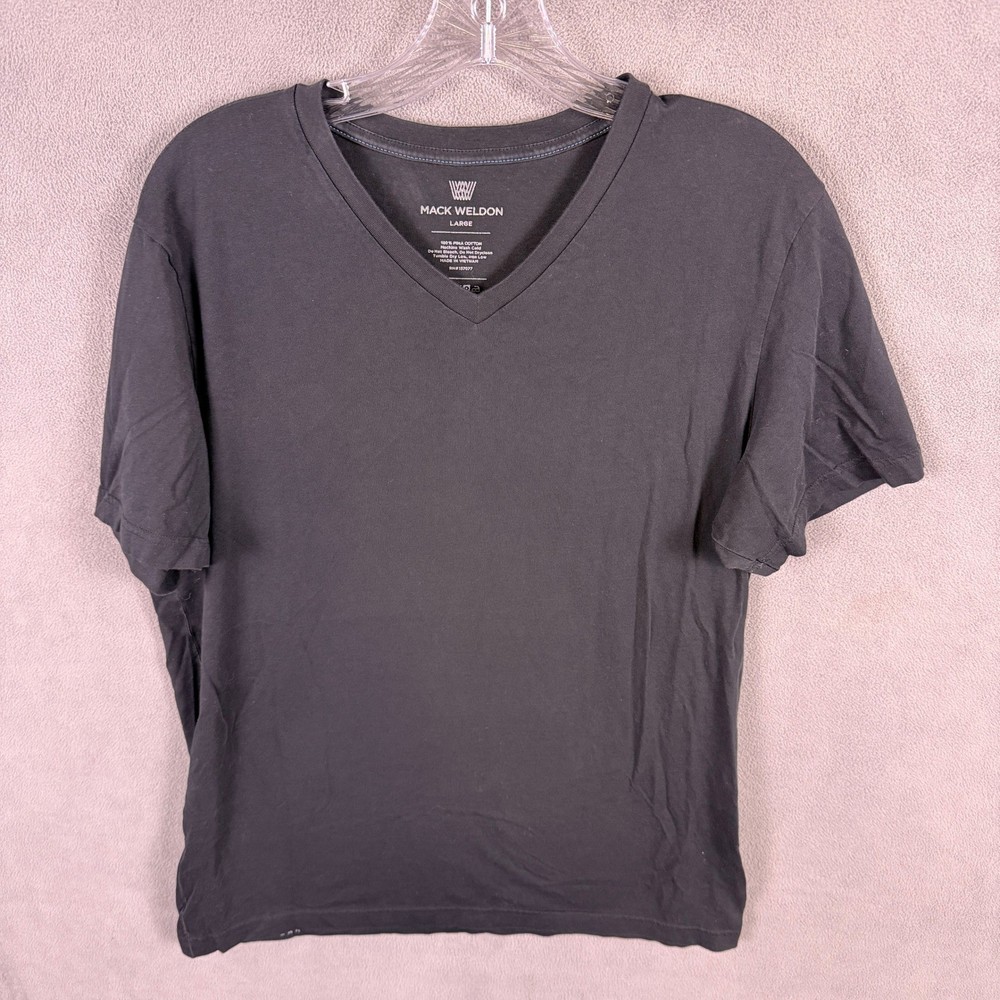 Mack Weldon V-Neck T Shirt Mens Large Black Pima Cotton Short Sleeve Tee