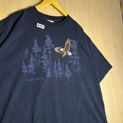 Vintage 90s Nature Eagle River Absolute Quality XL Navy Blue Graphic Shirt Men’s