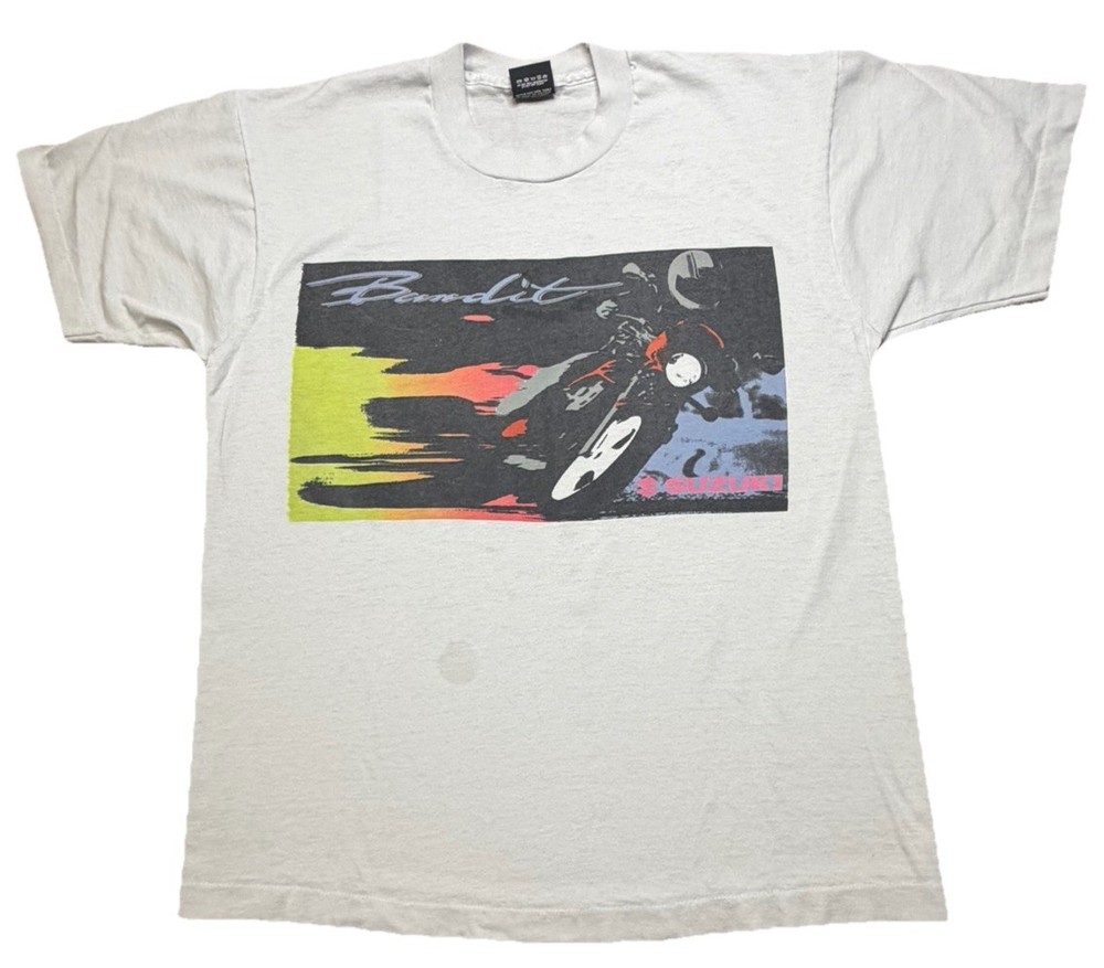Vintage 80s Suzuki Bandit Screen Stars Best Graphic T-Shirt R. Jones Size L