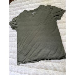 Helix Olive Green Slub Knit V-Neck T-Shirt Men’s Sm Casual Distressed Hem Sz Sm