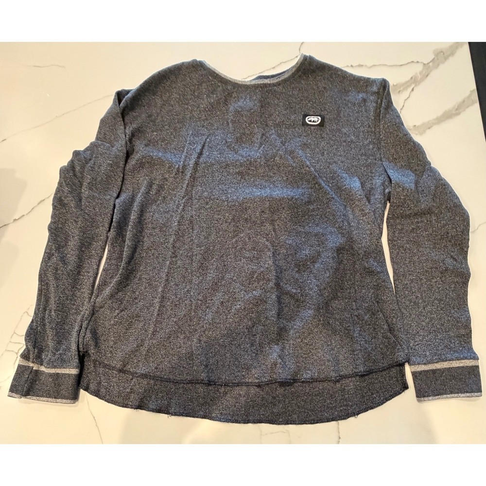 Ecko Unltd Mens 2XL Charcoal Gray Long Sleeve Thermal Shirt Rhino Logo Crewneck