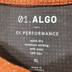 01.ALGO Performance Henley Shirt Mens XL Orange Waffle Knit UPF 50+ Quick Dry