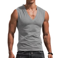 Mens Casual Camisole Sleeveless T-Shirt Solid Color V-Neck Vest Muscle Tank Tops