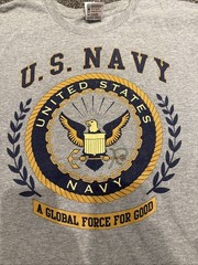VTG Bayside US Navy Graphic T-Shirt Mens Large Heather Gray Made in USA Military
