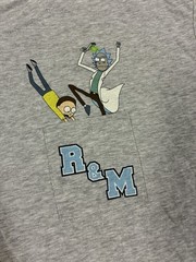 Rick & Morty T-shirt Short Sleeve Adult Swim Top Pocket, Size XXL All Over Print